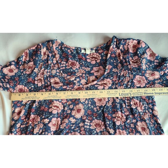 Billabong Basking Sun Boho Floral Mini Dress Bell Flutter Sleeve Beachy Sz S - Picture 14 of 16